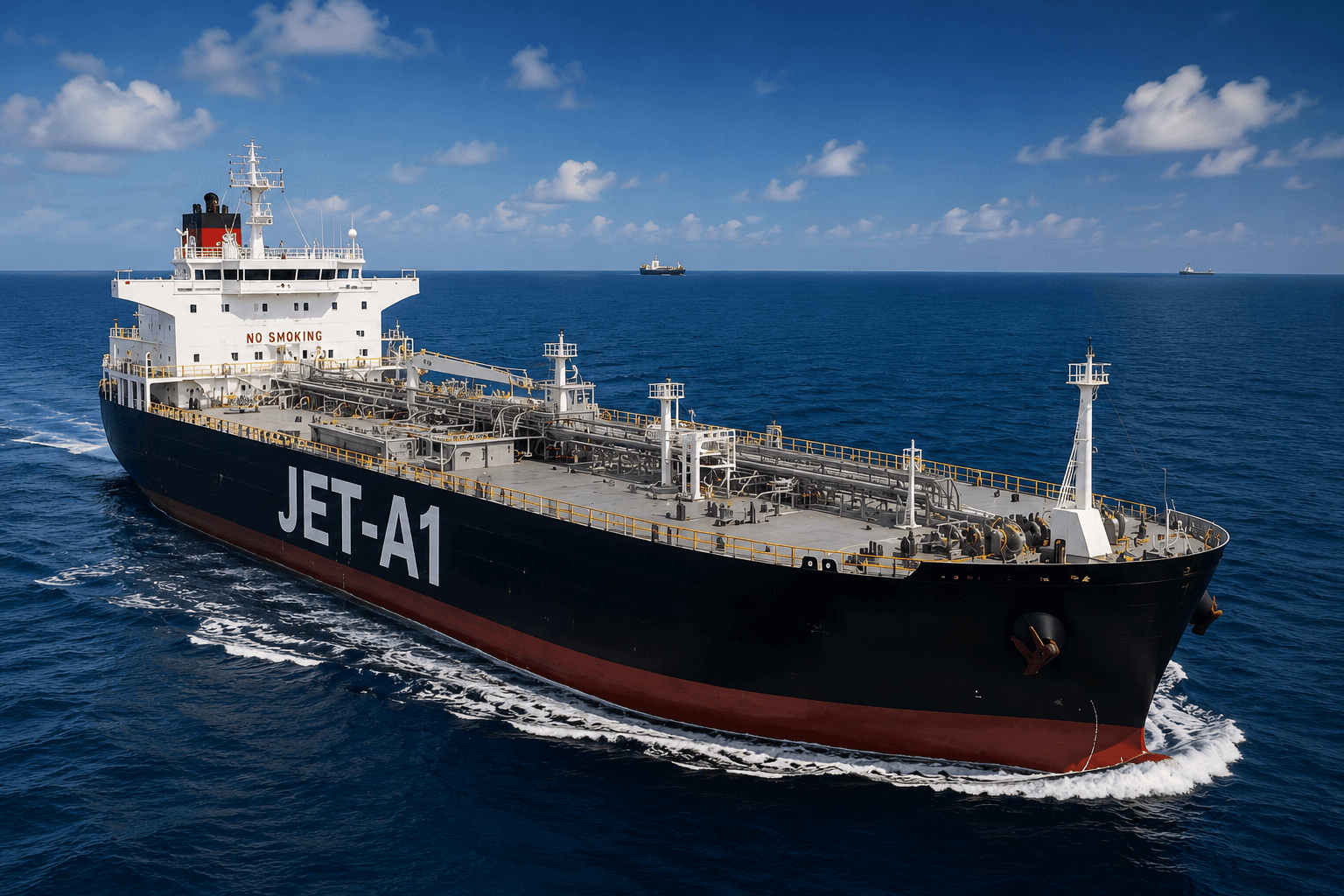 Product tanker — loaded, In anchorage