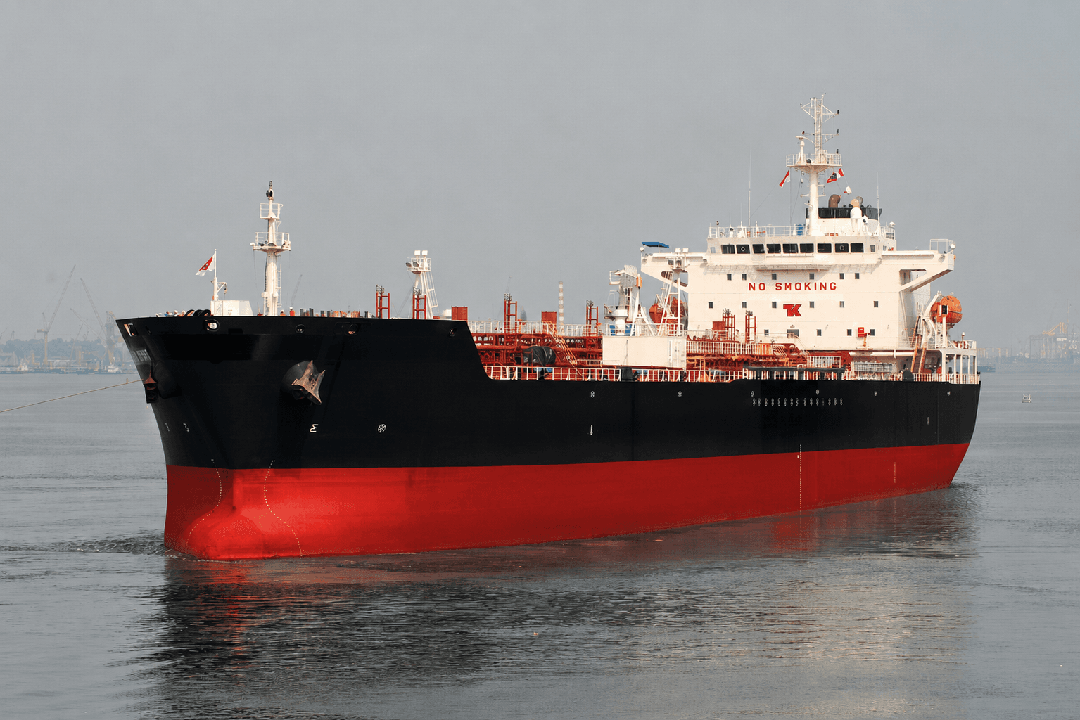 Tanker at anchor — awaiting discharge